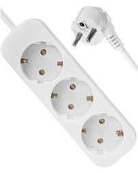 Сетевой фильтр Defender E318, 10А, 2200 Вт, 3 розетки, длина 1,8 м, белый