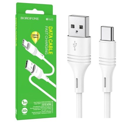 Usb Кабель-зарядка Type-C Borofone BX43 Silicone 3A 1м силиконовый белый