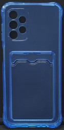 Чехол-накладка силикон с карманом под карту Samsung Galaxy A13 4G прозрачная синяя