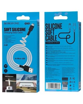  Usb Кабель-зарядка Micro Borofone BX31 2.4A 1м силиконовый белый