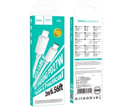  Usb Кабель-зарядка Type-C на Lightning Hoco X88 3A 27W 2м белый