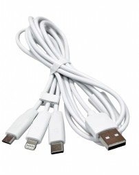 Usb Кабель-зарядка Hoco X1 Rapid 3in1 Lightning/Micro/Type-C 2.4A 1м силиконовый белый