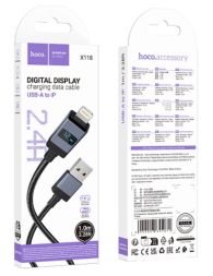 Usb Кабель-зарядка Lightning Hoco X118 2.4A 1м силиконовый черный