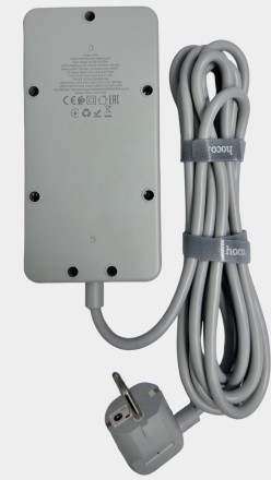 Сетевой фильтр Hoco AC8A 3 розетки/3USB/1USB-C 3м черный