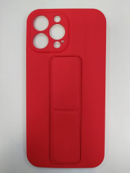 Накладка для iPhone 13 Pro Max 6.7&quot; кожаная с держателем для руки красная