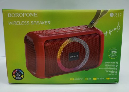  Bluetooth колонка Borofone BR17 BT5.1/1200mAh/4ч/5Вт/TF/AUX/FM красная