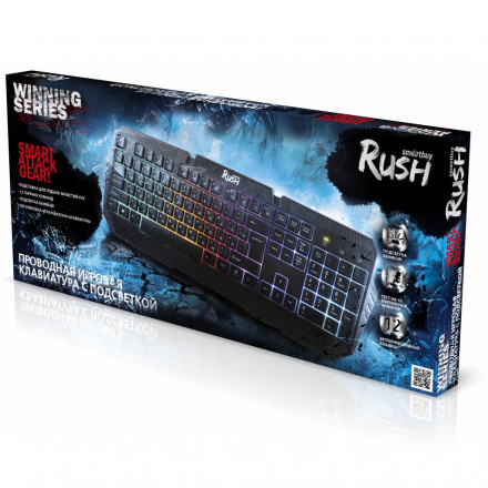 Клавиатура проводная Smartbuy Rush 330 USB/104+12 клавиш/Подсветка Rainbow/1.5м черная (SBK-330G-K)
