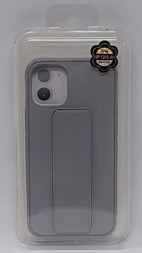 Накладка для i-Phone 12 mini 5.4&quot; кожаная с держателем для руки серая