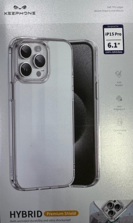  Накладка для i-Phone 15 Pro Keephone Hybrid Clear Case прозрачный