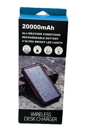  Powerbank с солнечной батареей и БЗ Solar Powerbank 20000mAh 2USB/1USB-C черный