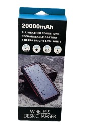 Powerbank с солнечной батареей и БЗ Solar Powerbank 20000mAh 2USB/1USB-C черный