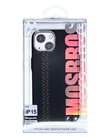  Накладка для i-Phone 15 Mosbros Carbon Magsafe пластик в ассортименте