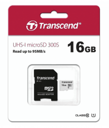 micro SDHC карта памяти Transcend 16GB UHS-I Сlass 10 95MB/s (с адаптером SD)