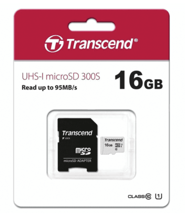  micro SDHC карта памяти Transcend 16GB UHS-I Сlass 10 95MB/s (с адаптером SD)