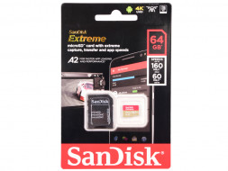 micro SDXC карта памяти Sandisk Extreme Plus 64GB Class 10 600x 90MB/s (SDSQXBZ-064G-GN6MA)