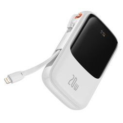Powerbank Baseus Qpow Pro Digital Display 10000mAh 20W 1USB/1C/кабель Lightning (PPQD020002) белый