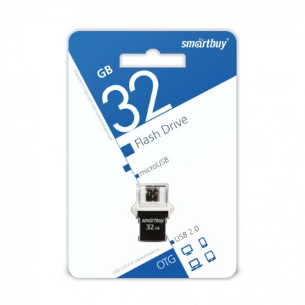  USB флеш накопитель Smartbuy 32GB OTG MicroUSB Poko Black (SB32GBPO-K)