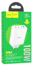 Сетевое зар. устр. Hoco N31 Gan с шнуром Type-C на Type-C 1USB/3C 100W белое