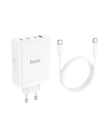  Сетевое зар. устр. Hoco N31 Gan с шнуром Type-C на Type-C 1USB/3C 100W белое