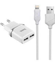 Сетевое зар. устр. Hoco C12 2USB Lightning 2.4A белое