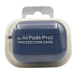 Силиконовый чехол для AirPods Pro 2 c карабином темно-синий