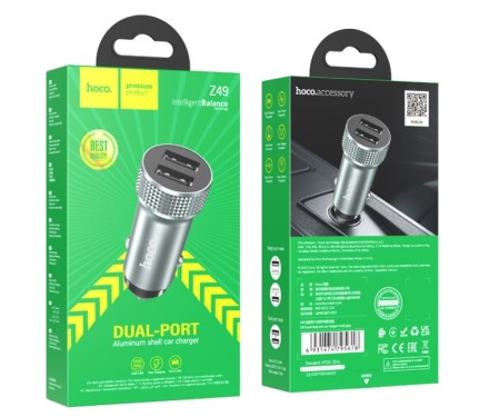  Автомобильное заряд. устр. Hoco Z49 2USB серое