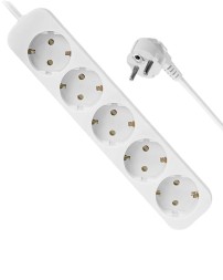 Сетевой фильтр Defender E518, 10А, 2200 Вт, 5 розеток, длина 1,8 м, белый