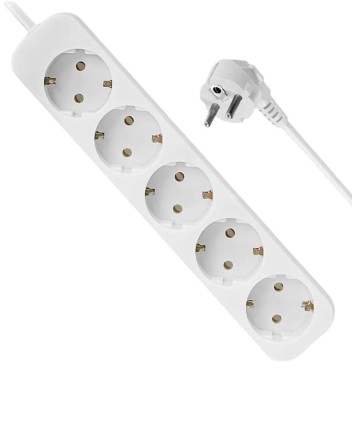  Сетевой фильтр Defender E518, 10А, 2200 Вт, 5 розеток, длина 1,8 м, белый