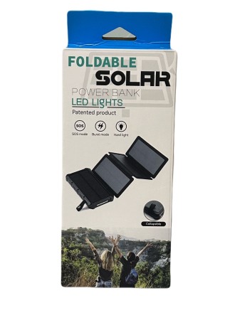  Powerbank с солнечной батареей Solar Powerbank Led Lights 2USB/1USB-C/3 секции/SOS 3A черный