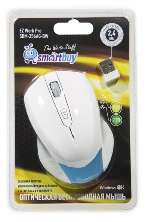  Мышь беспроводная Smartbuy 356AG (SBM-356AG-BW) /40 белая/голубая