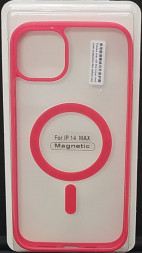 Накладка для i-Phone 14 Max 6.7&quot; Magsafe силикон прозрачный бока красная