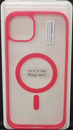 Накладка для i-Phone 14 Max 6.7&quot; Magsafe силикон прозрачный бока красная