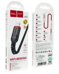 Usb Кабель-зарядка Lightning Hoco X59 Victory 3м 2.4А в тканевой оплётке чёрный