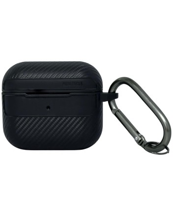  Силиконовый чехол для AirPods Pro c карабином под карбон чёрный