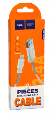  Usb Кабель-зарядка Lightning Hoco X24 Pisces 2.4A 1м силиконовый белый
