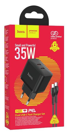  Сетевое зар. устр. Hoco N29 с шнуром Type-C на Type-C 2C 35W черное