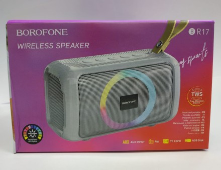  Bluetooth колонка Borofone BR17 BT5.1/1200mAh/4ч/5Вт/TF/AUX/FM серая