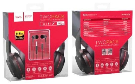  Стереонаушники Bluetooth полноразмерные HOCO W24 Enlighten 1.2м с микрофоном 1.2м красные