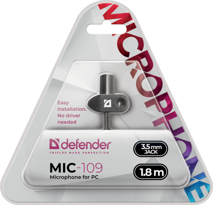  Микрофон-петличка Defender Mic-109 1.8м черный