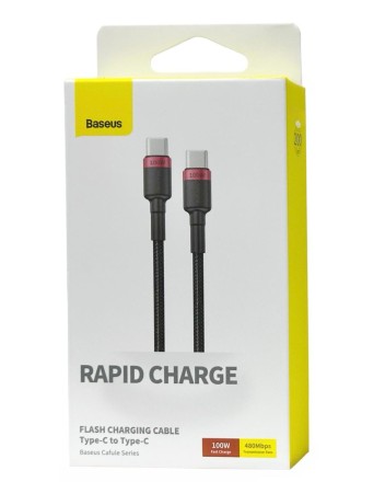  Кабель-зарядка Type-C на Type-C Baseus Cafule 2м (CATKLF-AL91) 100W черно-красный