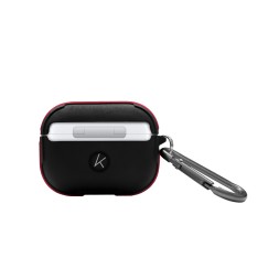 Кожаный чехол для AirPods Pro 2 K-DOO CrashGuard черно-красный