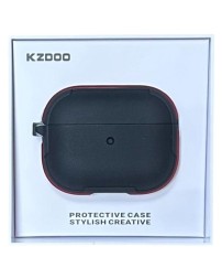 Кожаный чехол для AirPods Pro 2 K-DOO CrashGuard черно-красный
