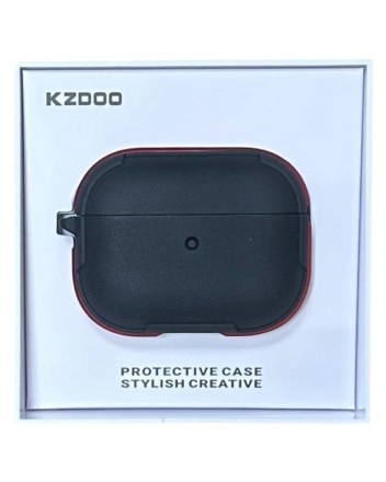  Кожаный чехол для AirPods Pro 2 K-DOO CrashGuard черно-красный