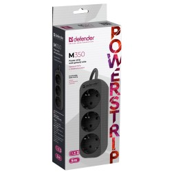 Сетевой фильтр Defender M350 3 розетки 5м черный