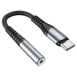 Кабель-переходник Hoco LS33 Type-C (папа) на AUX 3.5мм (мама) серый