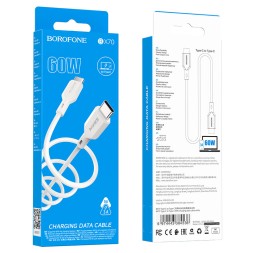 Usb Кабель-зарядка Type-C на Type-C Borofone BX70 60W 1м силиконовый белый