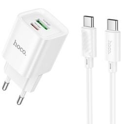 Сетевое зар. устр. Hoco C147A с шнуром Type-C на Type-C 1USB/1C QC3.0 30W белое