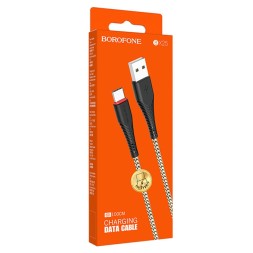 Usb Кабель-зарядка Type-C Borofone BX25 Powerful 3A 1м в тканевой оплётке чёрный