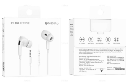  Стереонаушники Borofone BM80 Pro с микрофоном 1.2м белые