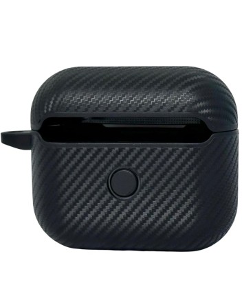  Силиконовый чехол для AirPods 3 с карабином под карбон чёрный